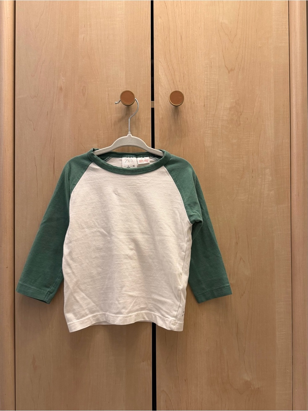 2T Raglan Long Sleeve Green & White Tee - Toddler Boys Unisex - Fall Winter